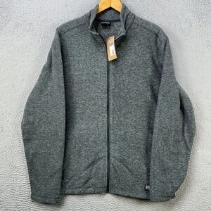 Eddie Bauer Jacket Full Zip Mens XL Gray  Long Sleeve Pockets Outdoor Logo NEW